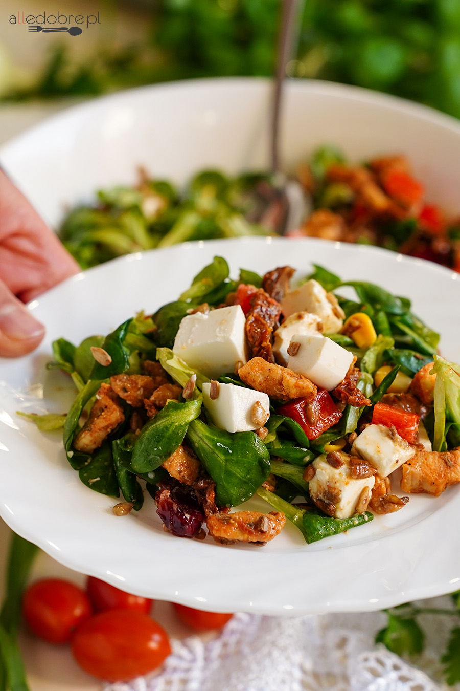 Sałatka z kurczakiem i roszponką